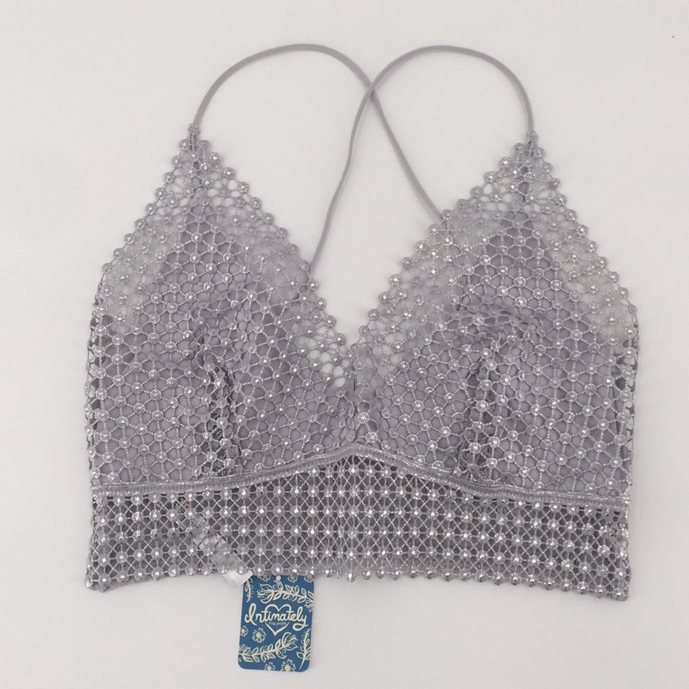 NWT Free People Constellation Bra Crochet Silver S - Picture 4 of 9